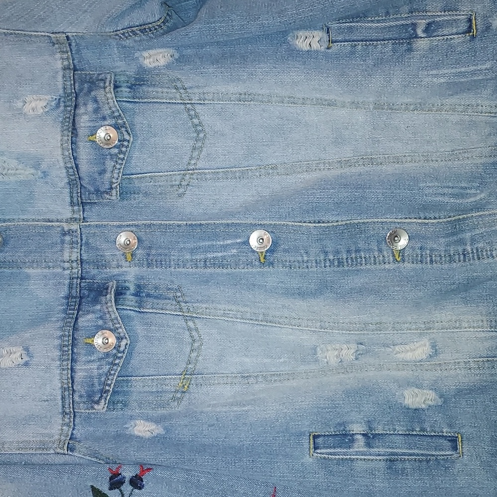 Cavalini embroidered distressed jean jacket - Picture 2 of 12